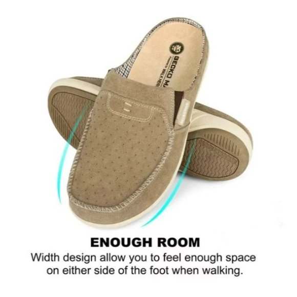 GeckoMan Men's Arch Support Slipper Loafers -Light Brown Suede - Picture 3 of 6